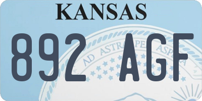 KS license plate 892AGF