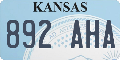 KS license plate 892AHA