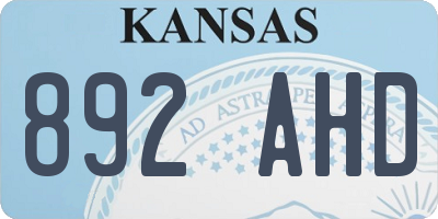 KS license plate 892AHD
