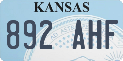 KS license plate 892AHF