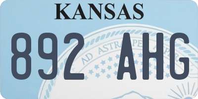 KS license plate 892AHG