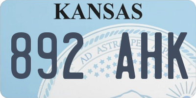 KS license plate 892AHK