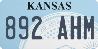 KS license plate 892AHM