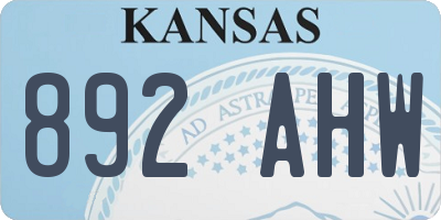 KS license plate 892AHW