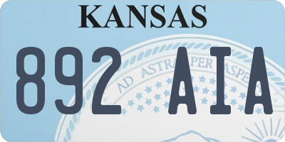 KS license plate 892AIA