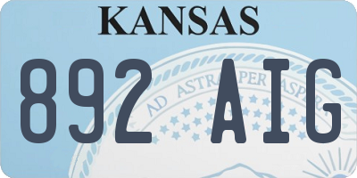 KS license plate 892AIG