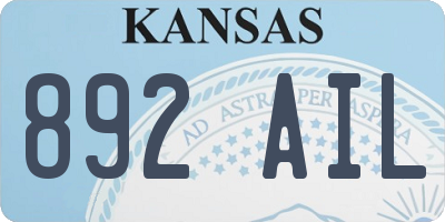 KS license plate 892AIL