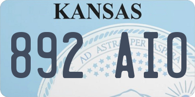 KS license plate 892AIO