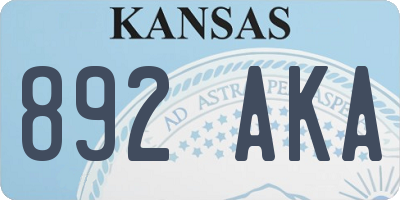 KS license plate 892AKA