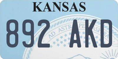 KS license plate 892AKD