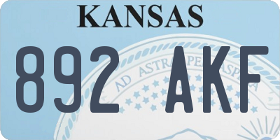 KS license plate 892AKF