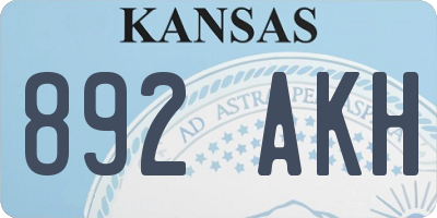KS license plate 892AKH