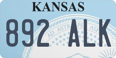 KS license plate 892ALK