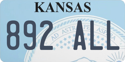 KS license plate 892ALL
