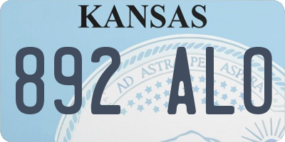 KS license plate 892ALO
