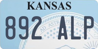 KS license plate 892ALP