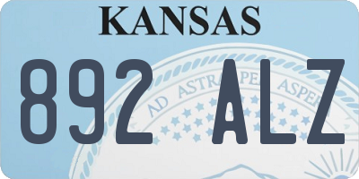 KS license plate 892ALZ