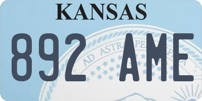 KS license plate 892AME