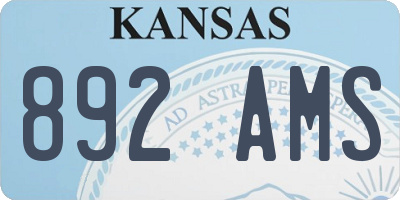 KS license plate 892AMS