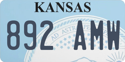 KS license plate 892AMW