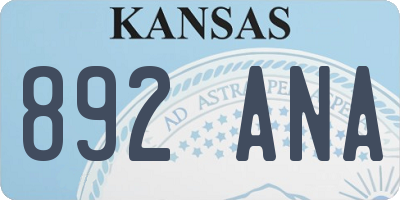 KS license plate 892ANA
