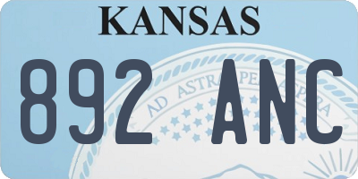 KS license plate 892ANC