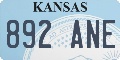 KS license plate 892ANE
