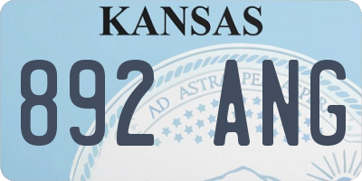 KS license plate 892ANG