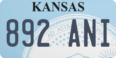KS license plate 892ANI