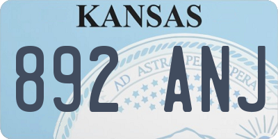 KS license plate 892ANJ