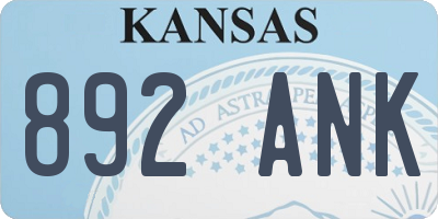 KS license plate 892ANK