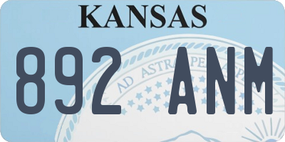 KS license plate 892ANM