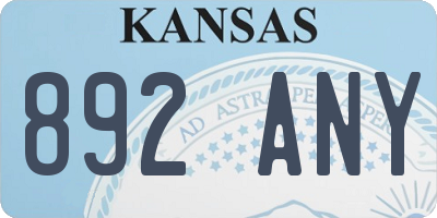 KS license plate 892ANY