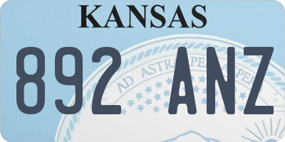 KS license plate 892ANZ