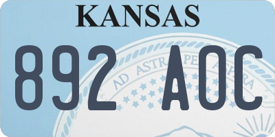 KS license plate 892AOC