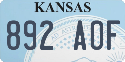 KS license plate 892AOF
