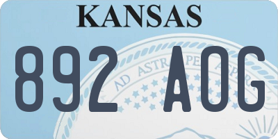 KS license plate 892AOG