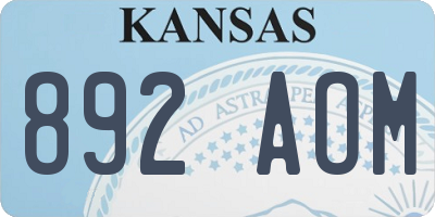 KS license plate 892AOM