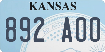 KS license plate 892AOO