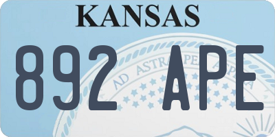 KS license plate 892APE
