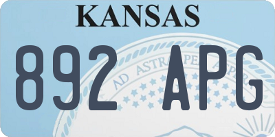 KS license plate 892APG