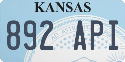 KS license plate 892API