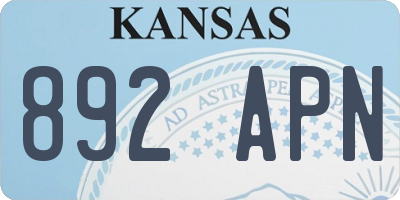 KS license plate 892APN