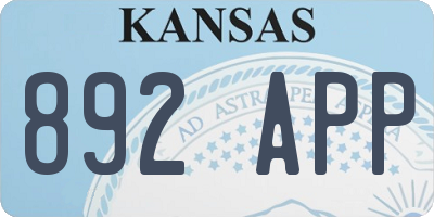 KS license plate 892APP