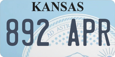 KS license plate 892APR