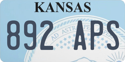 KS license plate 892APS