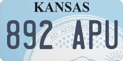 KS license plate 892APU