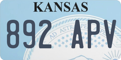 KS license plate 892APV