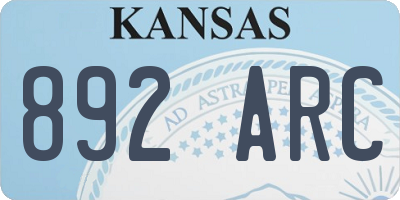 KS license plate 892ARC