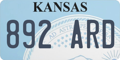 KS license plate 892ARD